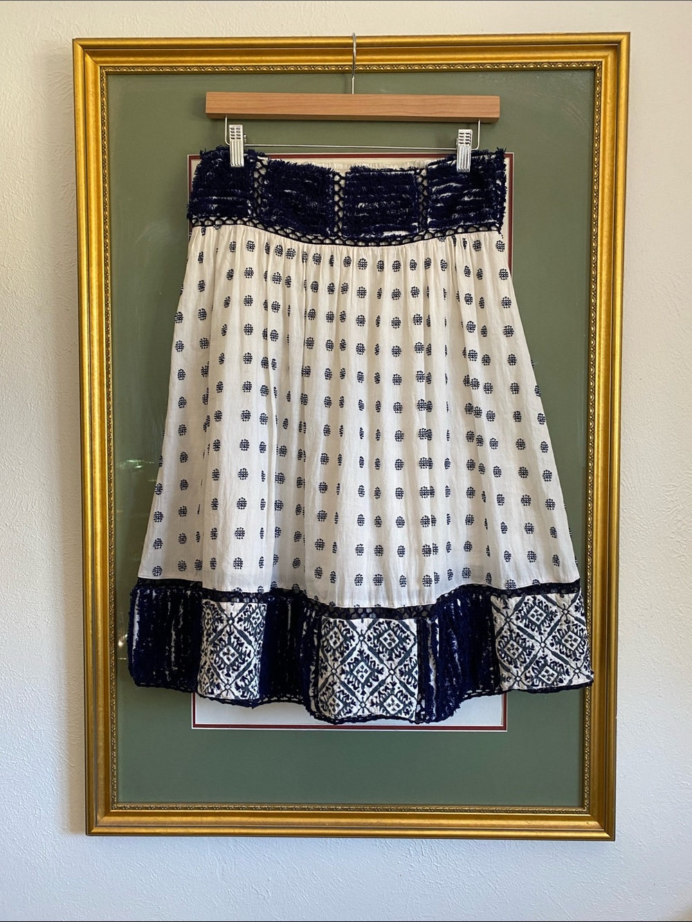 Maeve Navy and White Tiered A-Line Skirt